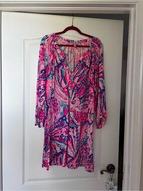 Lilly Pulitzer Pink Blue Multi Print Mini Dress, XL